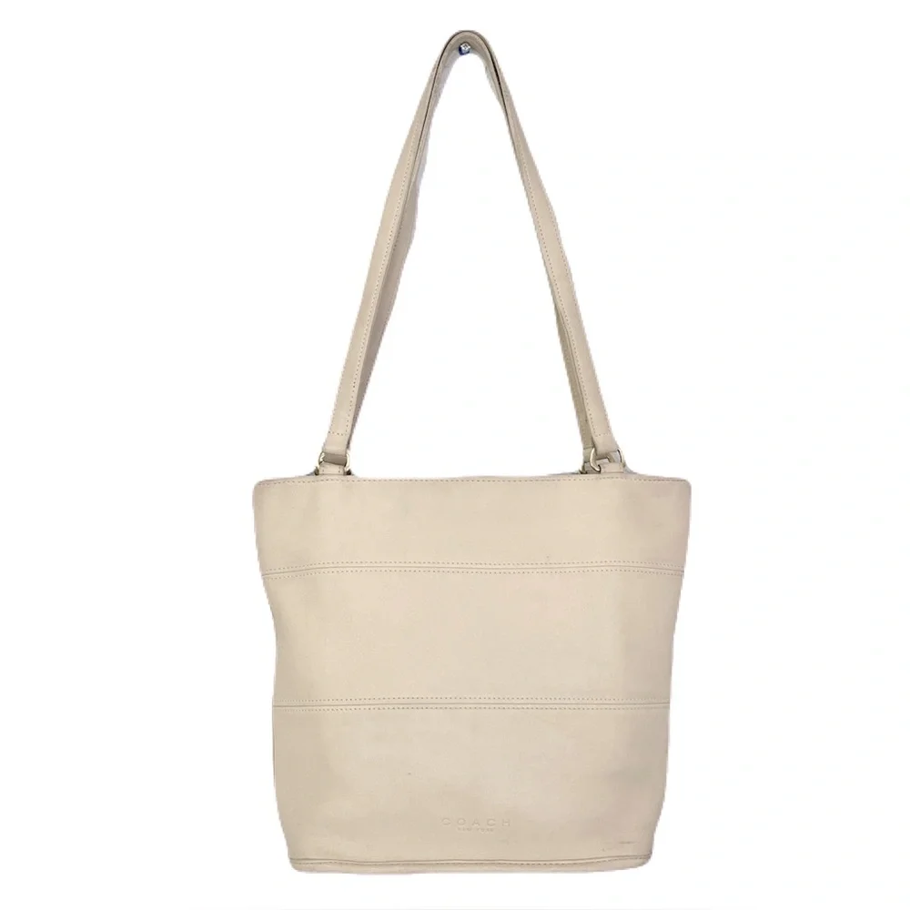 Vintage Coach Ivory Bone Leather ‘Tribeca’ 9098 Tote Bag